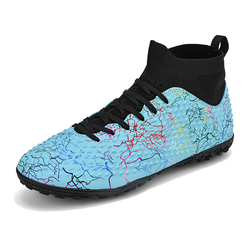 SHUANGDING TF Turf Soft Ground, Artificial Ground Synthetic Leather Soccer Shoes Unisex Aqua TF Turf