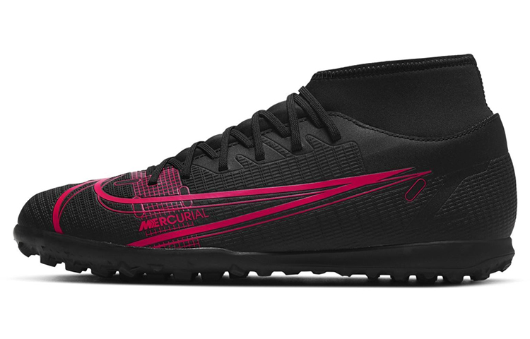 Nike Mercurial Superfly 8 Turf TF (glue spikes) Hard Turf Artificial Turf Kangaroo Leather Shock Absorbing Anti-Slip Wear Resistant Football Shoes Men's Black Pink