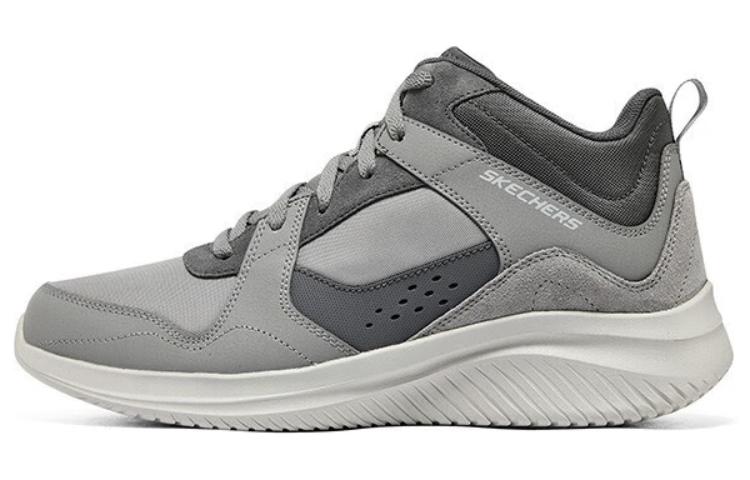 Skechers 3.0 Artificial Leather Trendy Mid top Casual Shoes Men’s Gray