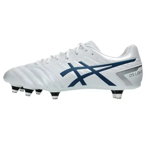 Asics DS LIGHT GAIN ST Leather Soccer Shoes Men's White Gray Blue