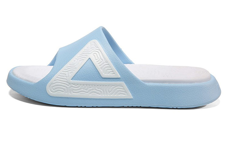 Peak's classic slippers, sports recovery, trend, home and leisure, versatile, non-slip and wear-resistant slippers, men's model, white and blue