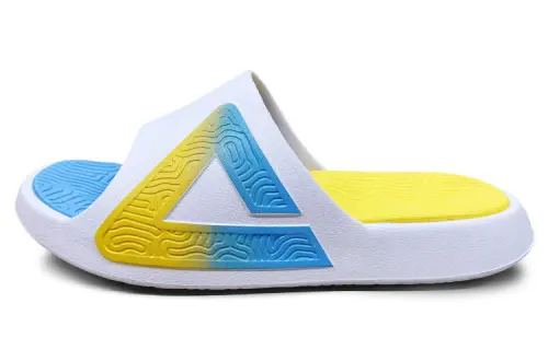PEAK Slip Resistant Abrasion Resistant EVA Quiet Slide Slippers Men's White Tropical Blue