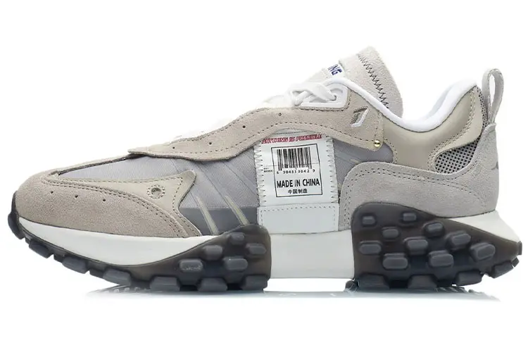 Li Ning Cushioning Slip Resistant Abrasion Resistant Lightweight Low top Casual Shoes Men's Deerskin Brown