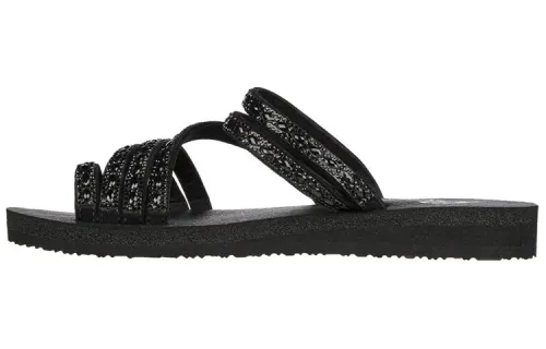 Skechers Meditation Rubber Sole Rhinestone Slide Slippers Women's Black
