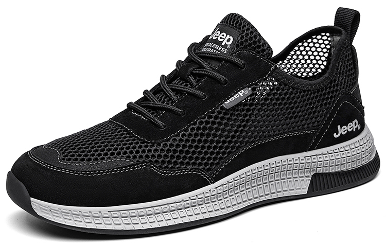 Jeep Mesh Abrasion Resistant Cushioning Low top Casual Shoes Men's Black