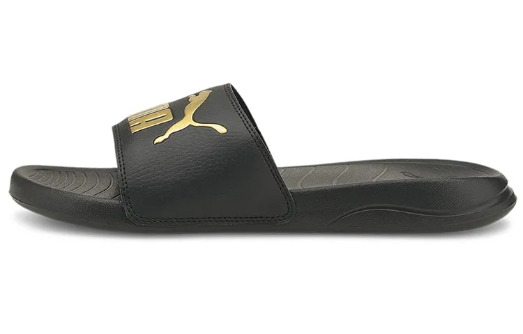 PUMA Popcat 20 Comfortable Slide Slippers Unisex Black Gold