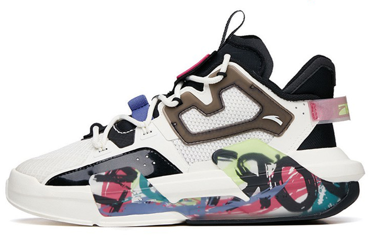 ANTA Bastard Casual Shoes Women's Mid Top Ivory White/Black/Magenta