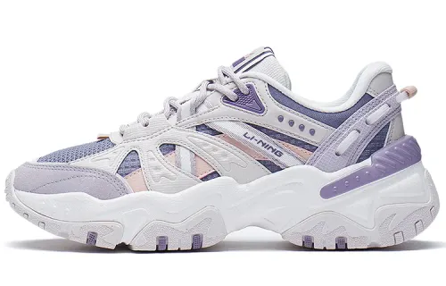 Li Ning Casual Shoes Women's Low Top Black Gray Purple/White Sand Gray/Soft Gray Purple