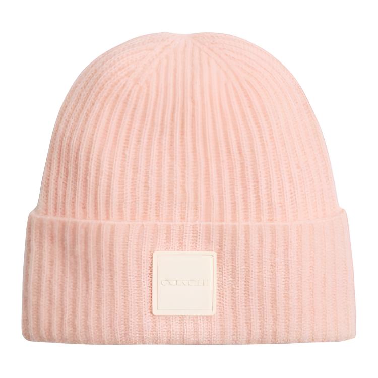 Шапка COACH Кnit Hat (розово-белая)