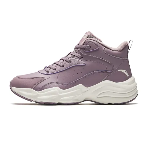 Anta Planet Comfortable Fashion Fleece Lined Slip Resistant Thermal High top Casual Shoes Women's Soft Pink Purple
