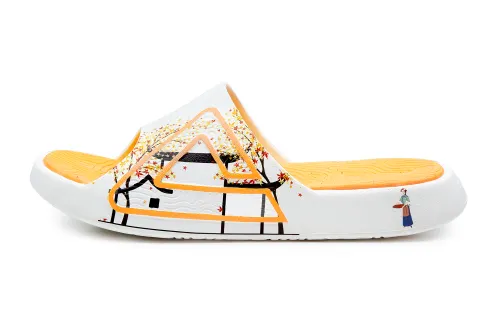 PEAK x WUYUANHUANGLING Tai Ji1.0 Graffiti Slide Slippers Unisex White Yellow Orange
