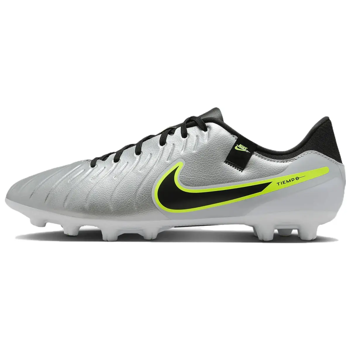 Nike Tiempo Legend 10 Slip Resistant Abrasion Resistant Soccer Shoes Men's Silver Black Yellow