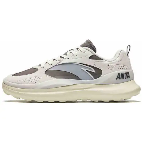 Anta Textile, Synthetic Leather Abrasion Resistant Slip Resistant Low top Casual Shoes Men's Beige Gray Brown