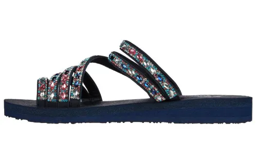 Skechers Meditation Rubber Sole Rhinestone Slide Slippers Women's Blue