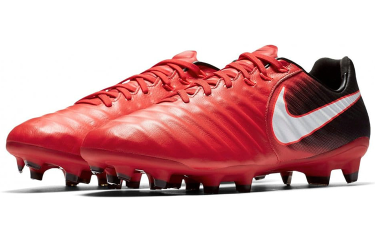 Nike TIEMPO LEGACY 3 Leather Cushioning Slip Resistant Abrasion Resistant Lightweight Soccer Shoes Men’s Red Black