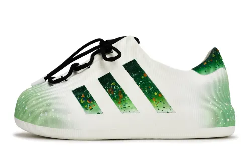 Adidas Originals AdiFOM Superstar REGO Hot Dog, Green Floral Abrasion Resistant Low top Casual Shoes Unisex White Green
