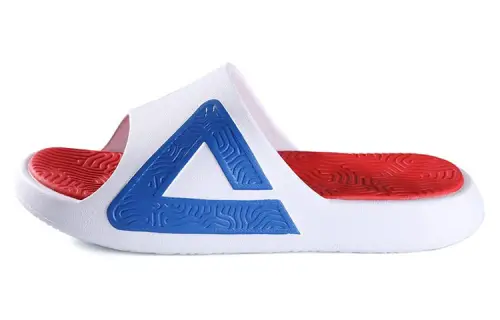 PEAK Statistic Sandals Slip Resistant Abrasion Resistant Quiet Slide Slippers Unisex White Red Blue