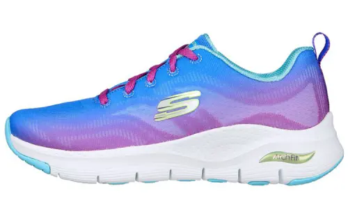 Skechers Arch Fit Vibrant Step Abrasion Resistant Low top Sports Casual Shoes Women's Blue Purple