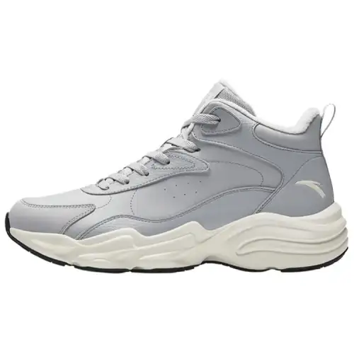 Anta Planet Trendy Versatile Fleece Lined Slip Resistant Thermal High top Casual Shoes Men's Limestone Mud