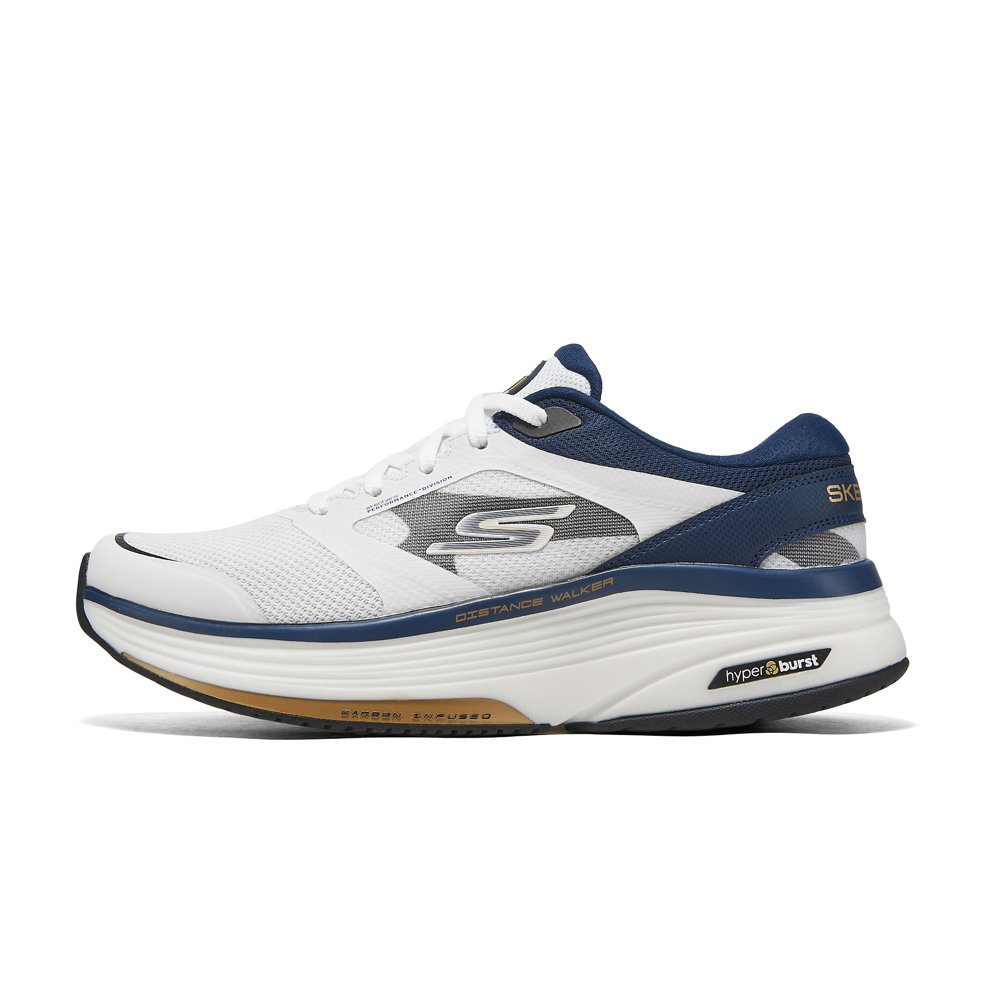 Skechers Go Walk Distance Walker Comfortable Round Toe Low top Training Shoes Men’s White Marine Blue