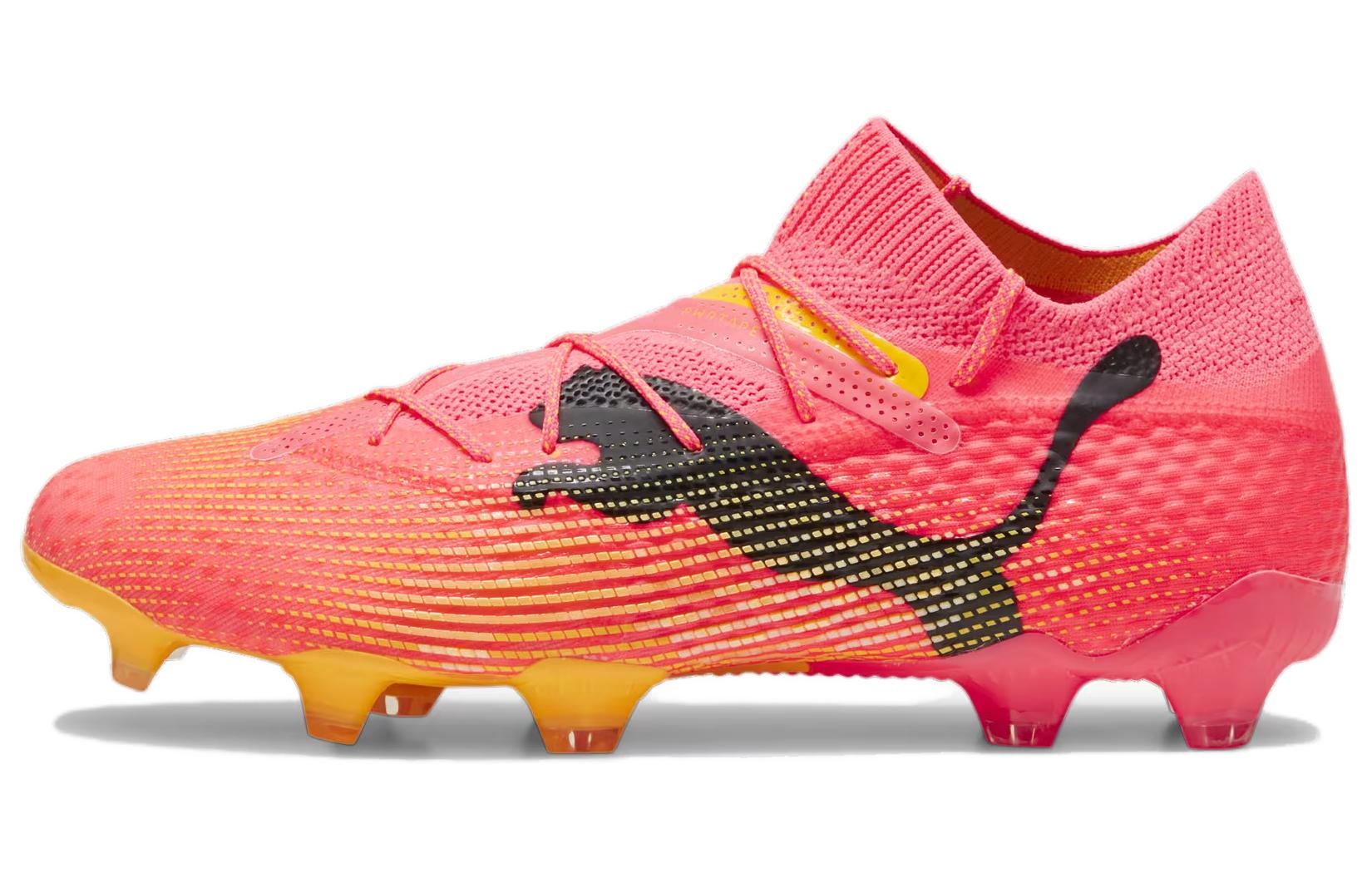 PUMA Puma FUTURE 7 ULTIMATE comfortable AG (glue short nails) FG (glue long nails) artificial grass mesh shock-absorbing and wear-resistant football shoes same style for men and women pink and black