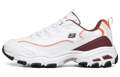 Skechers D'Lites 1.0 Textile, Artificial Leather Comfortable Low top Casual Shoes Men's White Brown Orange