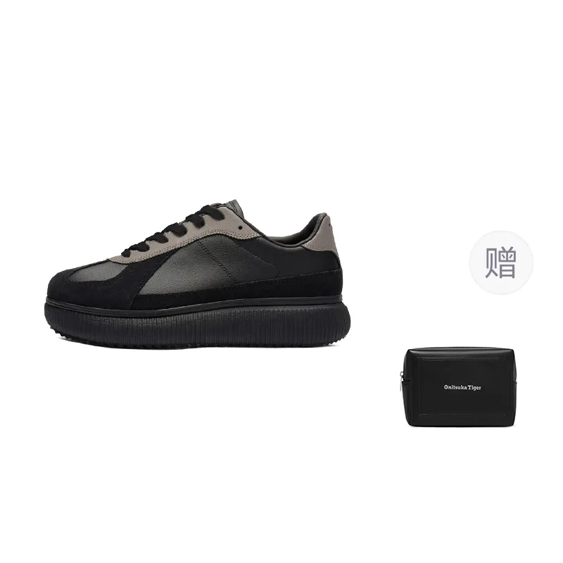 Onitsuka Tiger Delecity Synthetic Leather, Split Cow Leather Low top Casual Shoes Unisex Black Gray