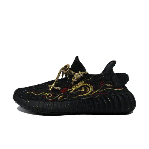 Adidas Originals Yeezy Boost 350 V2 Day Of The Golden Dragon Lightweight Low top Casual Shoes Unisex Black Gold