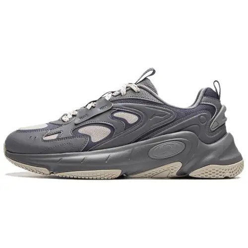 Li Ning Abrasion Resistant Slip Resistant Low top Casual Shoes Men's Gray