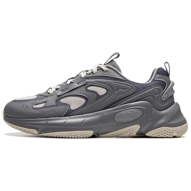 Li Ning Abrasion Resistant Slip Resistant Low top Casual Shoes Men's Gray