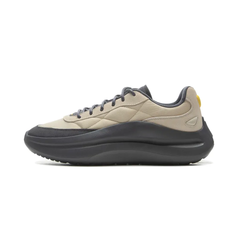 Li Ning Height Increasing Rebound Cushioning Abrasion Resistant Low top Casual Shoes Men's Beige Black