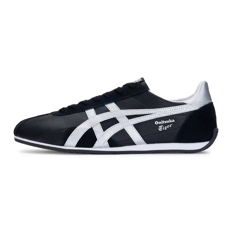 Onitsuka Tiger Runspark Comfortable Round Toe Breathable Low top Casual Shoes Unisex Black Silver