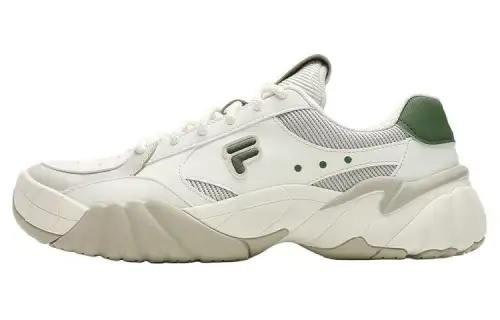 FILA FUSION TRIBE Mesh, Textile, Synthetic Leather Abrasion Resistant Low top Casual Shoes Men's White Gray