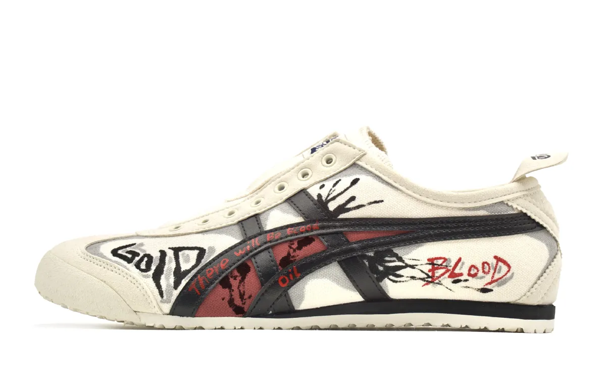 Onitsuka Tiger MEXICO 66 Blood Romantic, Ink Splatter Lightweight Low top Casual Shoes Unisex Ecru
