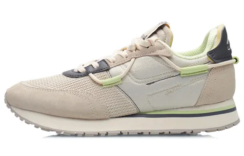 Li Ning Shattered Stars Casual Shoes Women's Low Top Oat Gray/Deer Leather Brown