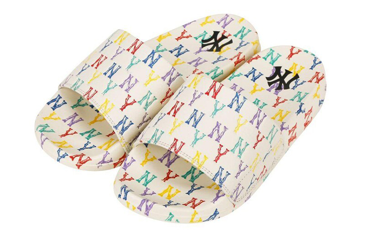 MLB MONOGRAM Abrasion Resistant Slide Slippers Unisex White