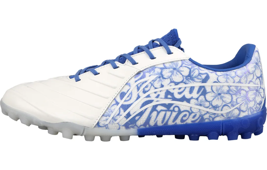 Li Ning Brocade TF Turf Firm Ground, Artificial Turf Cushioning Soccer Shoes Men's Blue And White Porcelain