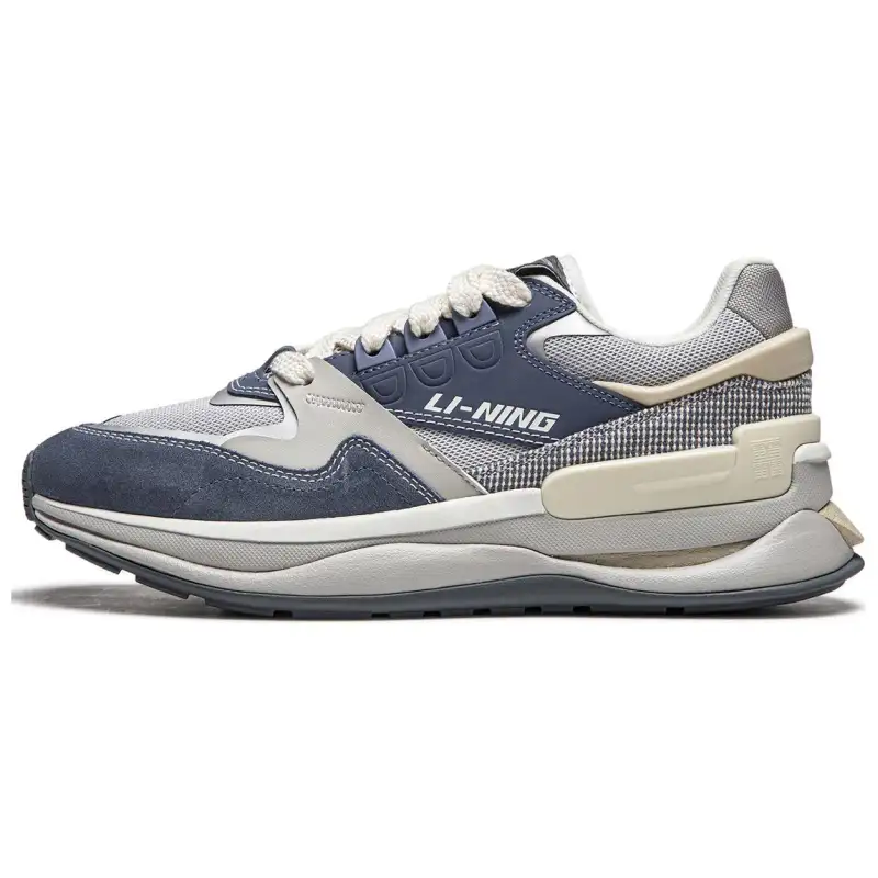 Li Ning Sports Life Collection Slip Resistant, Abrasion Resistant, Rebound Low top Casual Shoes Men's Blue Gray