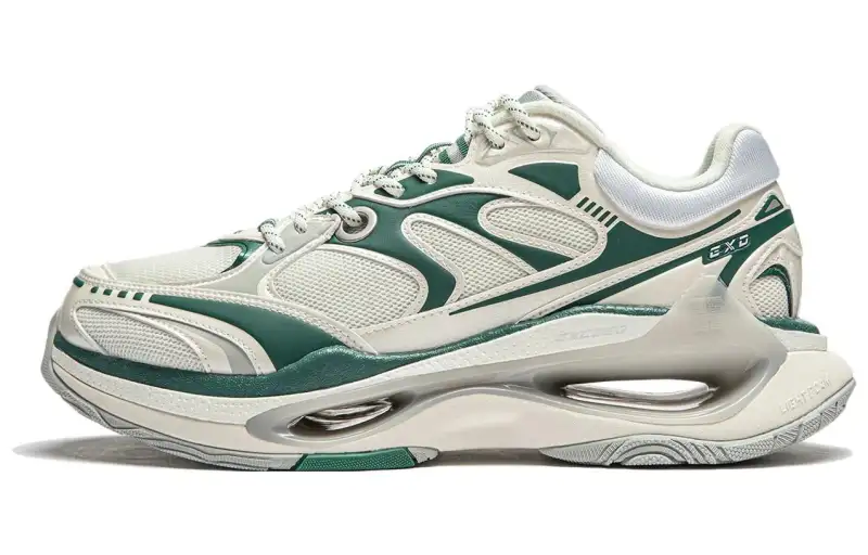 Li Ning Exceed Infinity Slip Resistant Abrasion Resistant Low top Casual Shoes Women's Beige Green