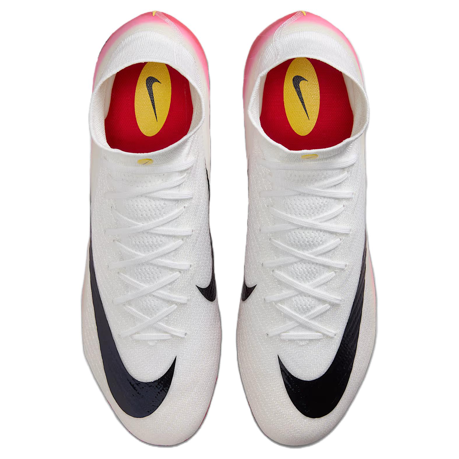 Nike Mercurial Superfly 10 FG Firm Ground Leather Soccer Shoes Unisex White Red