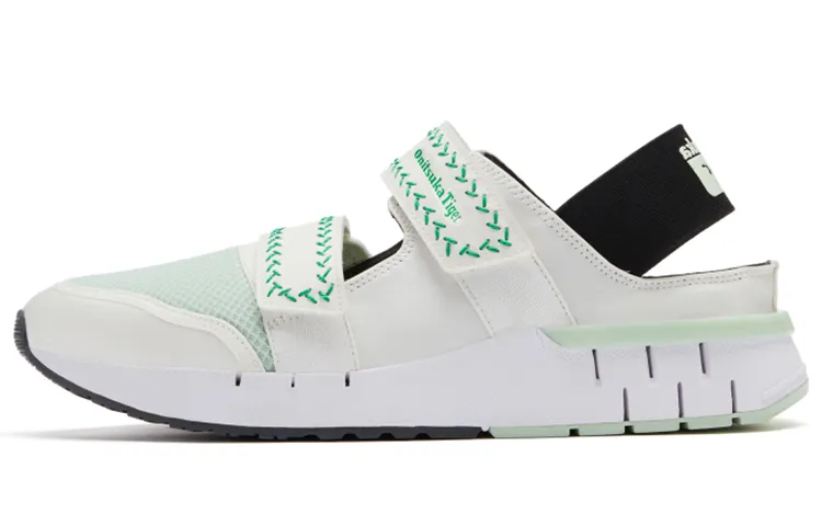 Onitsuka Tiger Textile, Synthetic Leather Abrasion Resistant Breathable Low top Casual Shoes Unisex White Green