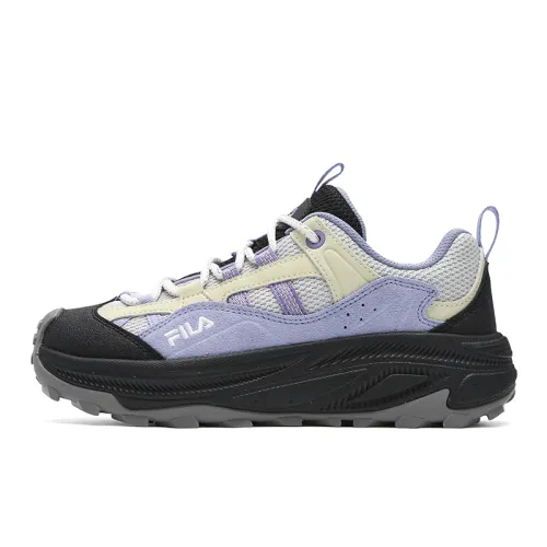 FILA TREK 2 Textile, Synthetic Leather, Split Cow Leather Height Increasing Low top Casual Shoes Women's Gray Purple
