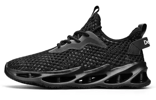 DEERWAY Summer Athletic Shoes Abrasion Resistant, Lightweight, And Breathable Low top Casual Shoes Men's Black