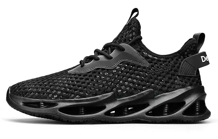 DEERWAY Summer Athletic Shoes Abrasion Resistant, Lightweight, And Breathable Low top Casual Shoes Men's Black