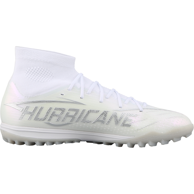 Li Ning TF Turf Artificial Turf Cushioning Slip Resistant Cushioning Slip Resistant Soccer Shoes Men’s White Silver