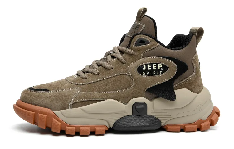 JEEP SPIRIT Abrasion Resistant Coverage Height Increasing High top Casual Shoes Men's Dark Forest Green