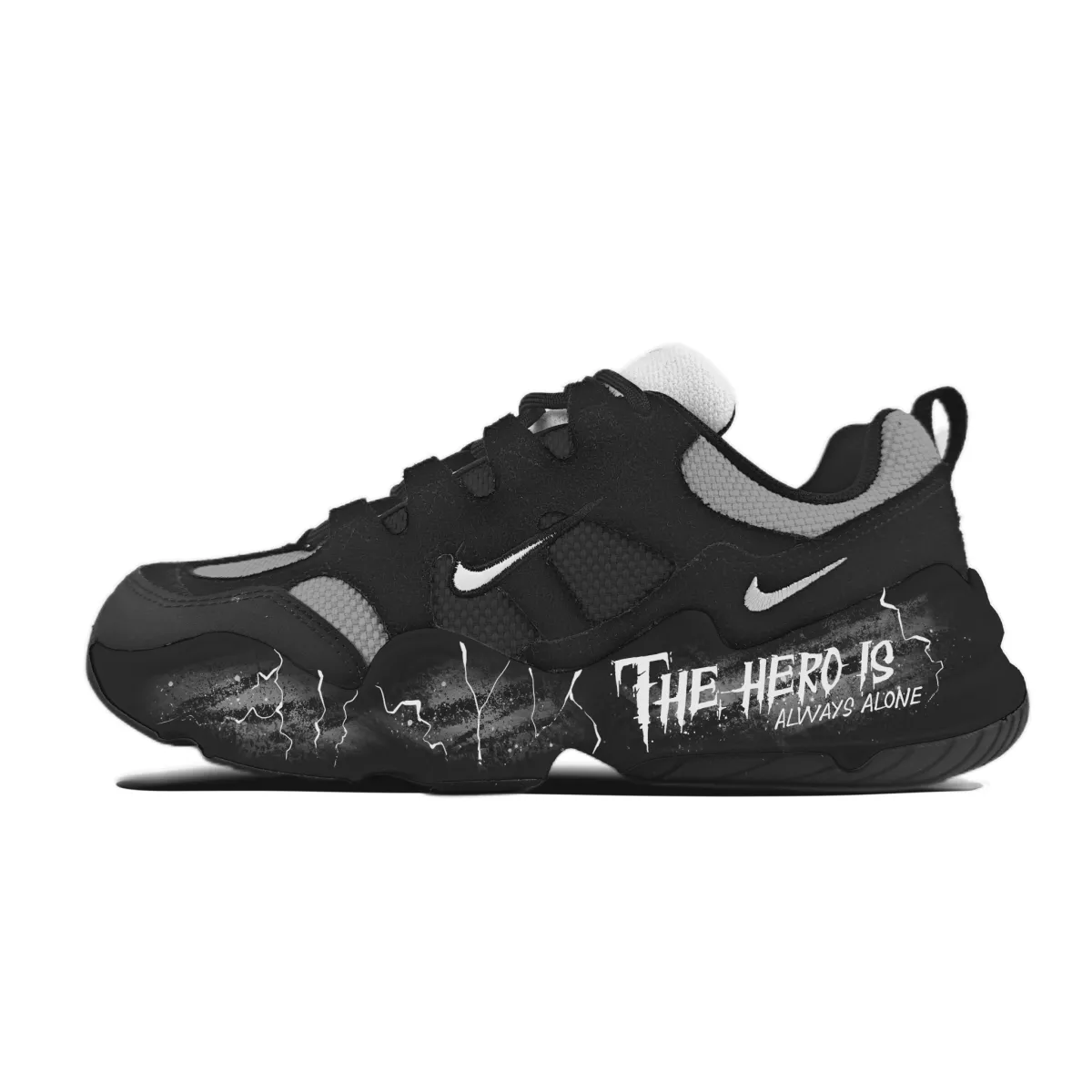 Nike Tech Hera Ink Gray Lightning Cushioning Abrasion Resistant Lightweight Low top Casual Shoes Unisex Black White
