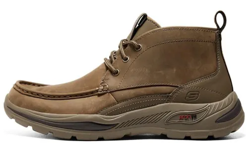 Skechers Arch Fit Motley Leather Mid top Casual Shoes Men's Brown