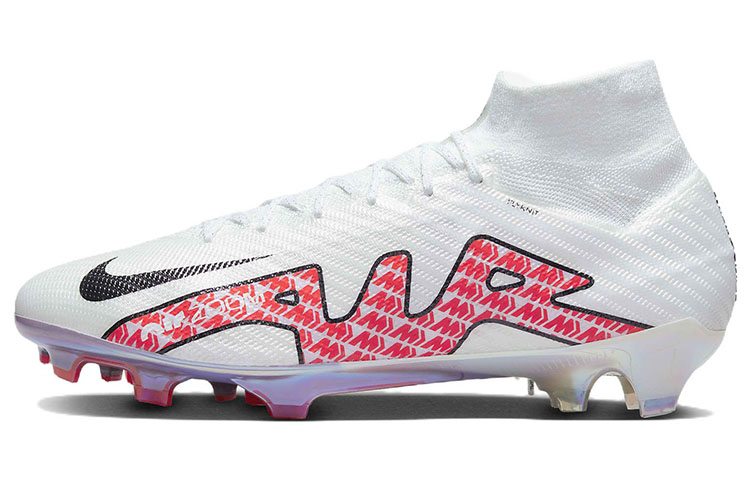 Nike Mercurial Superfly 9 Zoom Mercurial Assassin 15 Elite FG (gel spikes) Hard grass natural grass shock-absorbing and anti-slip wear-resistant football shoes men's white and red