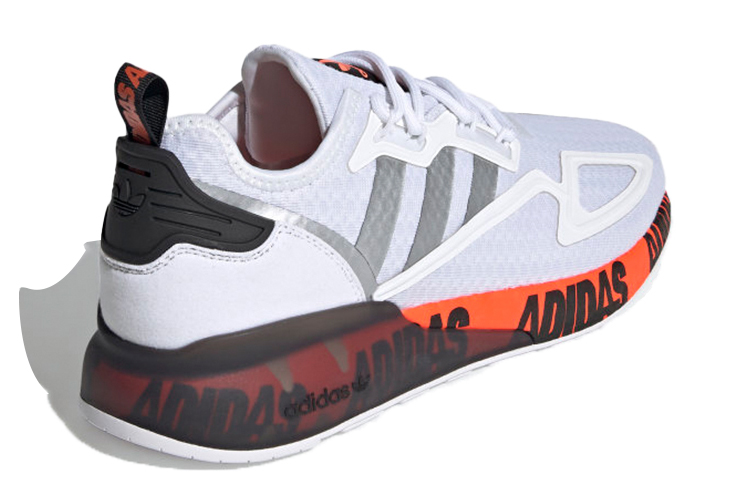 Кроссовки adidas originals ZX 2K Boost (бело-черно-красные с серебристым) — Белый / чёрный / красный / серебристый — фото 3